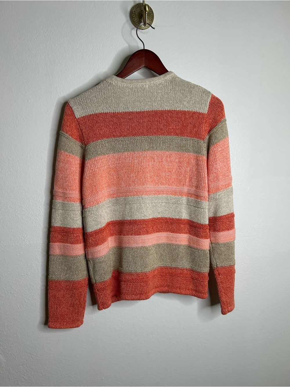 L.L. Bean 100% Cotton Thick Knit Textured Stripe Button Down Cardigan Sweater - Picture 11 of 16